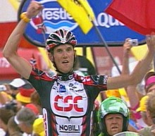 Frank Schleck Sieger auf der Alpe d'Huez während der Tour de France 2006